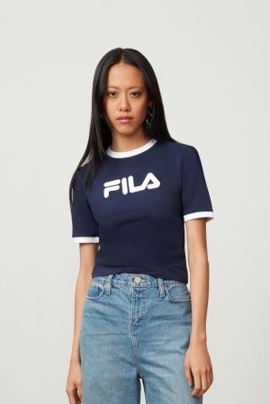 FILA Tionne Crop Tee Shirts White,Womens Clothing | CA.YASGFZ256